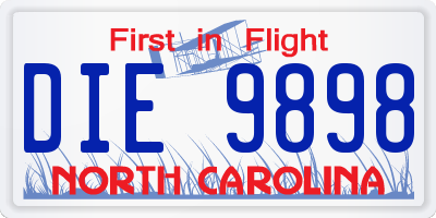 NC license plate DIE9898