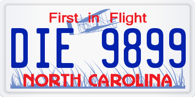 NC license plate DIE9899