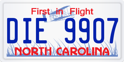 NC license plate DIE9907