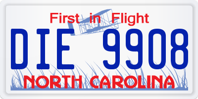 NC license plate DIE9908