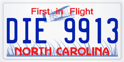 NC license plate DIE9913