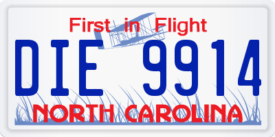 NC license plate DIE9914