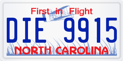 NC license plate DIE9915