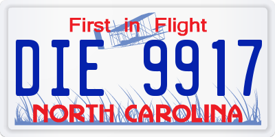 NC license plate DIE9917