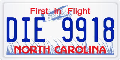 NC license plate DIE9918