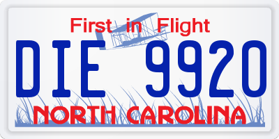 NC license plate DIE9920