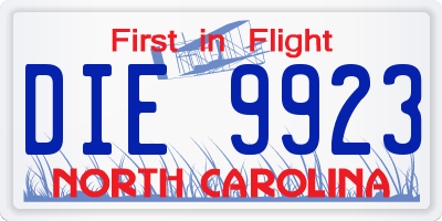 NC license plate DIE9923