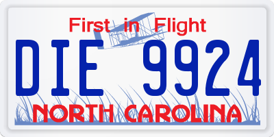 NC license plate DIE9924