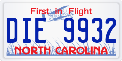 NC license plate DIE9932