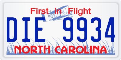NC license plate DIE9934