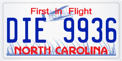 NC license plate DIE9936