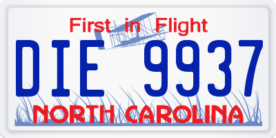 NC license plate DIE9937