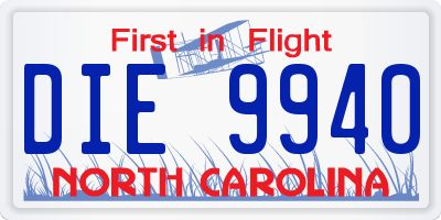 NC license plate DIE9940