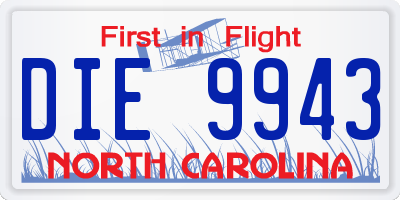 NC license plate DIE9943