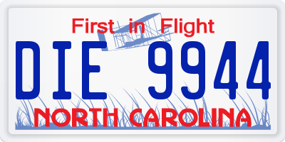 NC license plate DIE9944