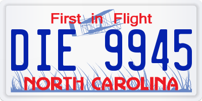 NC license plate DIE9945