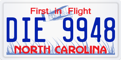 NC license plate DIE9948