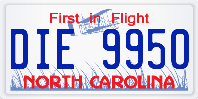 NC license plate DIE9950