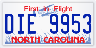 NC license plate DIE9953