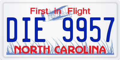 NC license plate DIE9957