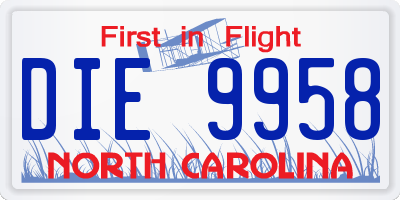 NC license plate DIE9958