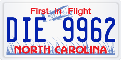 NC license plate DIE9962
