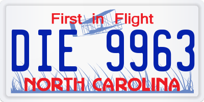 NC license plate DIE9963