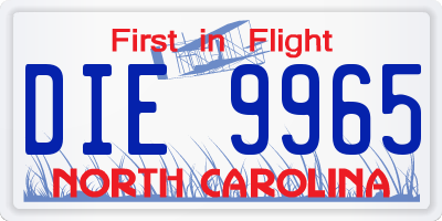 NC license plate DIE9965