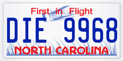 NC license plate DIE9968