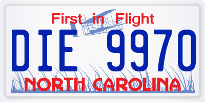 NC license plate DIE9970