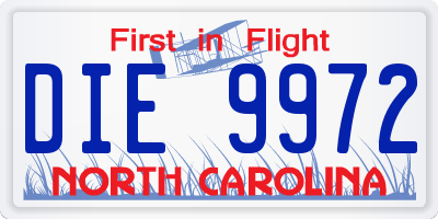 NC license plate DIE9972