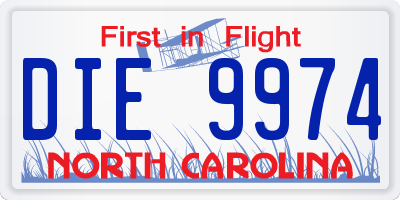NC license plate DIE9974