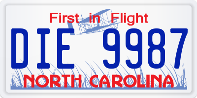 NC license plate DIE9987