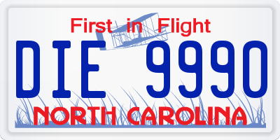 NC license plate DIE9990
