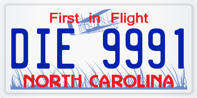 NC license plate DIE9991
