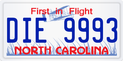 NC license plate DIE9993