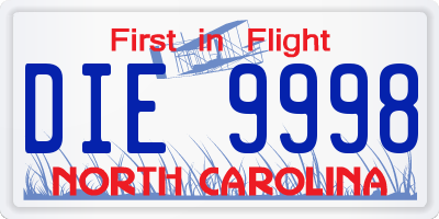 NC license plate DIE9998