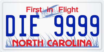 NC license plate DIE9999