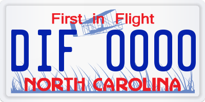 NC license plate DIF0000