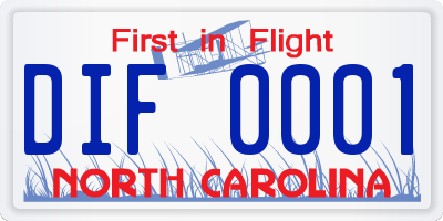NC license plate DIF0001
