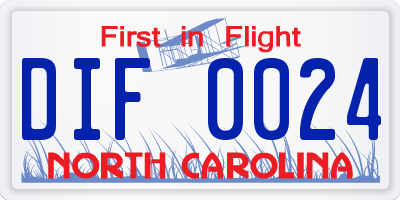 NC license plate DIF0024