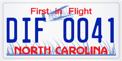 NC license plate DIF0041