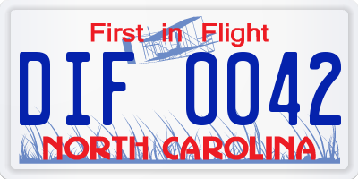 NC license plate DIF0042