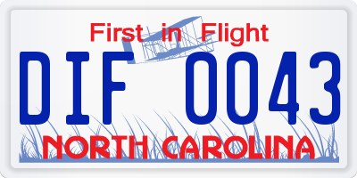 NC license plate DIF0043