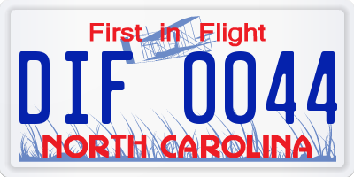 NC license plate DIF0044