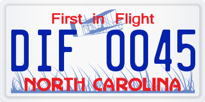 NC license plate DIF0045