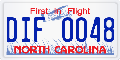 NC license plate DIF0048