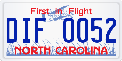 NC license plate DIF0052