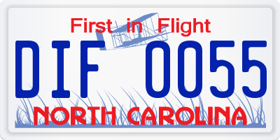 NC license plate DIF0055