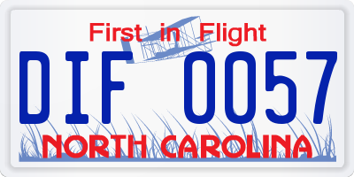 NC license plate DIF0057
